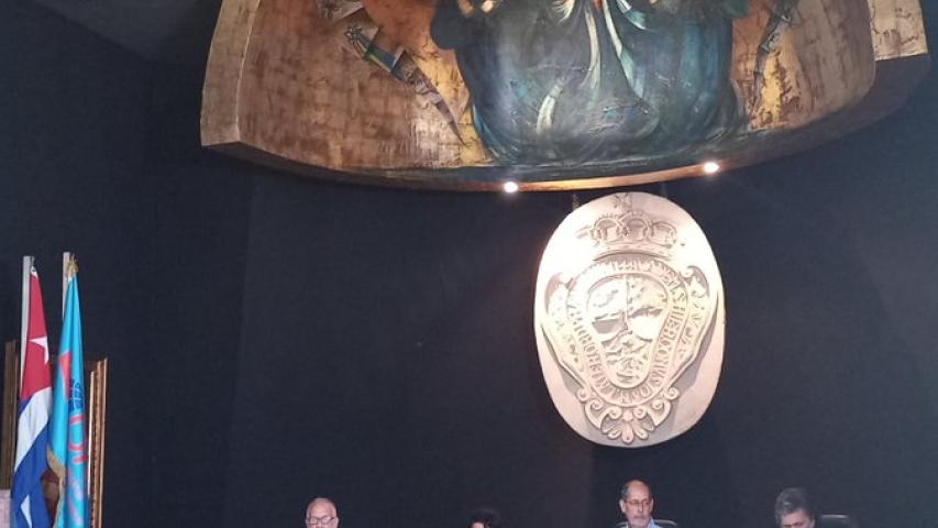 Panel interactivo con Abel Prieto, fernando Rojas y Jorge Fornet Gil con la moderadora, Embajadora  Teresita Vicente , en el Seminario Internacional de Diplomacia Cultural. 