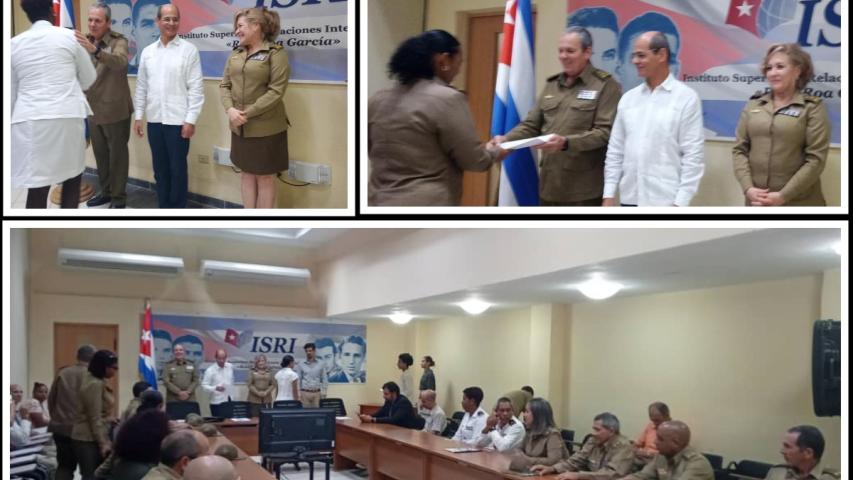 Graduación del Diplomado en Relaciones Internacionales  del  MINFAR y el MININT en el Teatro del ISRI